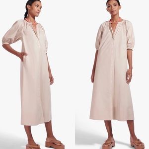 STAUD Puff Sleeve Vincent Dress Biscotti NEW